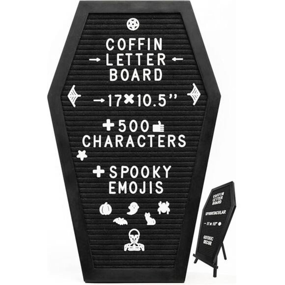 Coffin Letter Board Black With Spooky and All Seasons Emojis +500 Characters - Picture 7 of 7